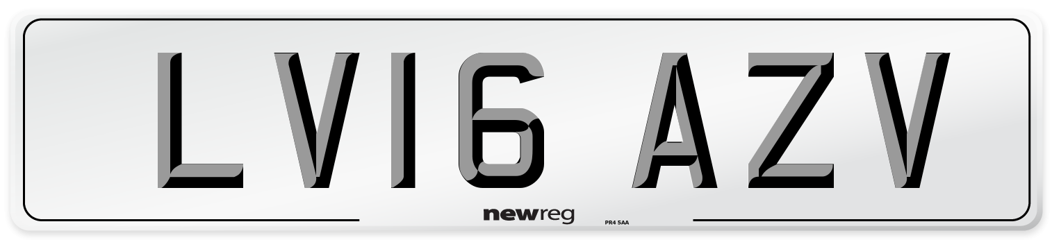 LV16 AZV Number Plate from New Reg